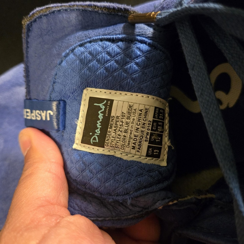 Diamond Supply Co Shoes Mens Size 13 Blue Jasper Suede Fringe Casual Sneakers - Picture 10 of 11